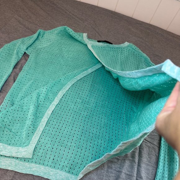 Rag & Bone, Teal Long‎ Sleeve 100% Cotton Blouse Mesh Open Back, Women Medium - Picture 10 of 10